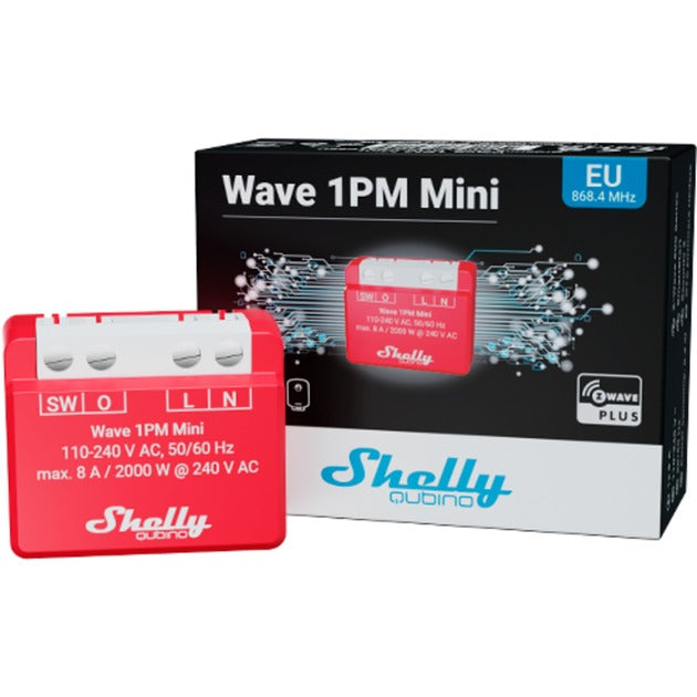 Load image into Gallery viewer, Shelly qubino wave 1pm mini relais (rood wit, 1-kanaals, z-wave)
