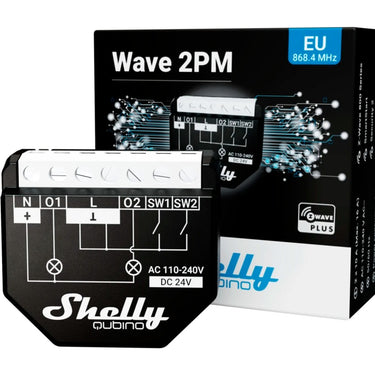 Shelly qubino wave 2pm relais (zwart, 2-kanaals, z-wave)