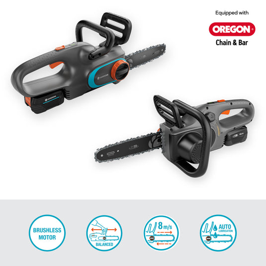 Gardena accukettingzaag powersaw 250 18v solo (grijs turquoise, accu en oplader niet inbegrepen, power for all alliance)