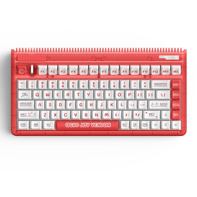 Load image into Gallery viewer, Iqunix og80 joy vendor wireless mechanical keyboard (rood, us lay-out (qwerty), cherry mx silent red, 80% (tkl) , rgb leds, hot-swappable, pbt, 2.4ghz | bluetooth 5.1 | usb-c)
