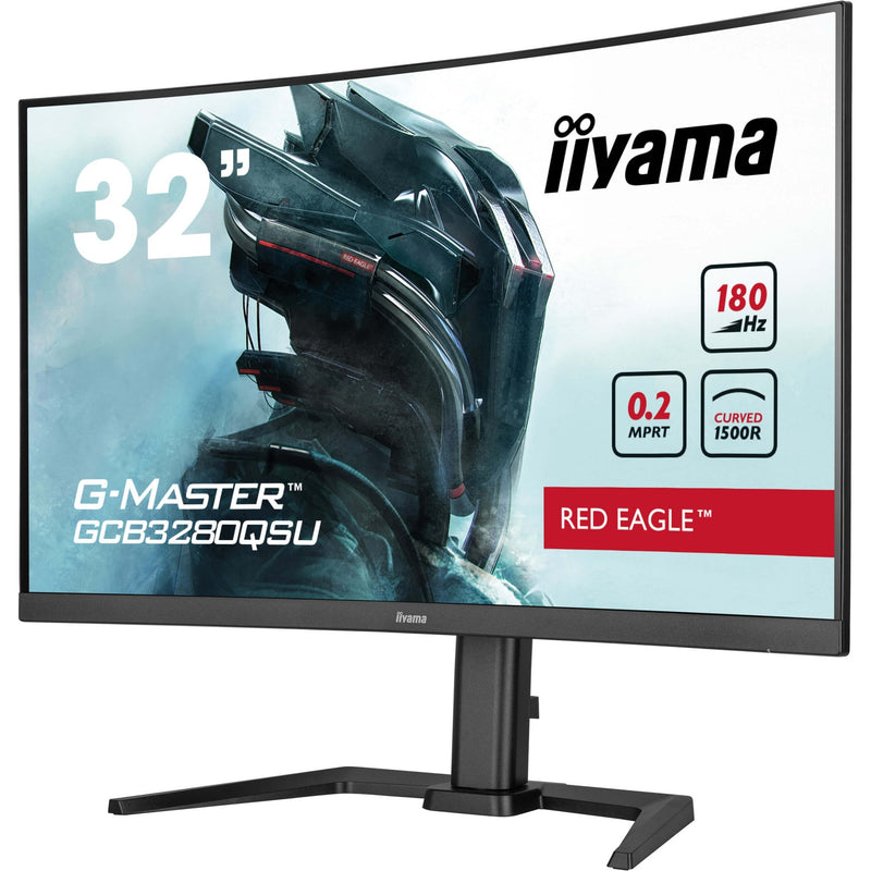 Load image into Gallery viewer, Iiyama g-master red eagle gcb3280qsu-b2 31.5 curved gaming monitor (zwart, 2x hdmi, displayport, 2x usb-a, usb-b, 180 hz)
