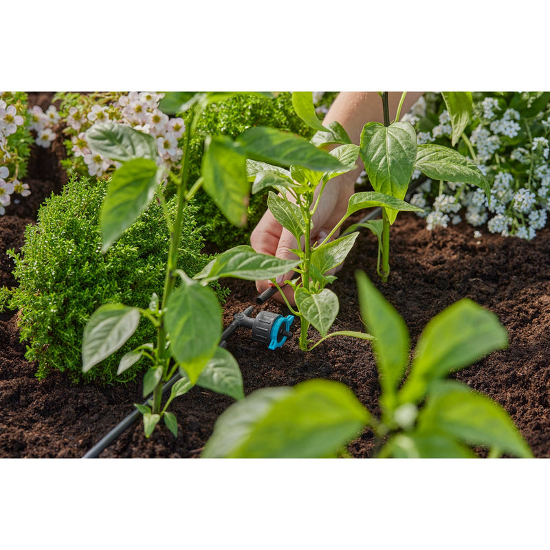 Load image into Gallery viewer, Gardena verstelbare seriedruppelaar 1-8 l u, drukcompenserend druppelaar (zwart turquoise)
