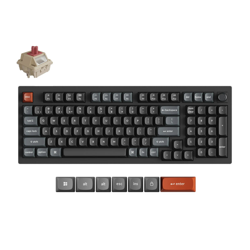 Load image into Gallery viewer, Keychron v5 ultra 8k wireless custom mechanical keyboard (zwart, us lay-out (qwerty), silk pom red, 96%, rgb, hot swap, 2.4 ghz | bluetooth 5.3 | usb-c)
