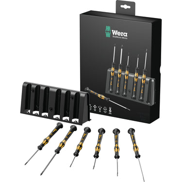 Wera micro esd schroevendraaierset met rek (zwart geel, 6-delig)