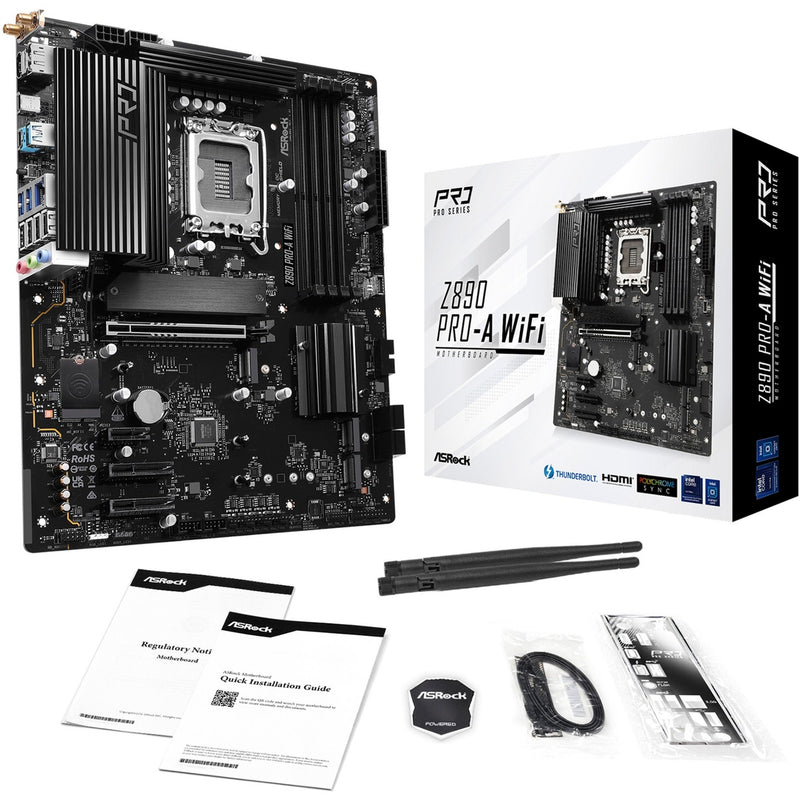 Load image into Gallery viewer, Asrock z890 pro-a wifi socket 1851 moederbord (zwart, raid, 2.5gb-lan, wi-fi 6e, bt, sound, atx)
