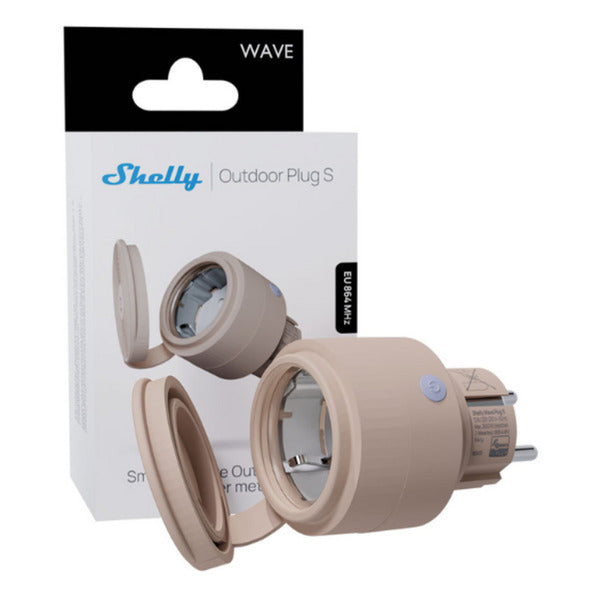Load image into Gallery viewer, Shelly wave outdoor plug s lr (eu) stekkerdoos (beige, z-wave)
