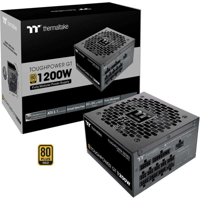 Load image into Gallery viewer, Thermaltake toughpower gt modulaire 1200 watt voeding (zwart, 5x pcie)
