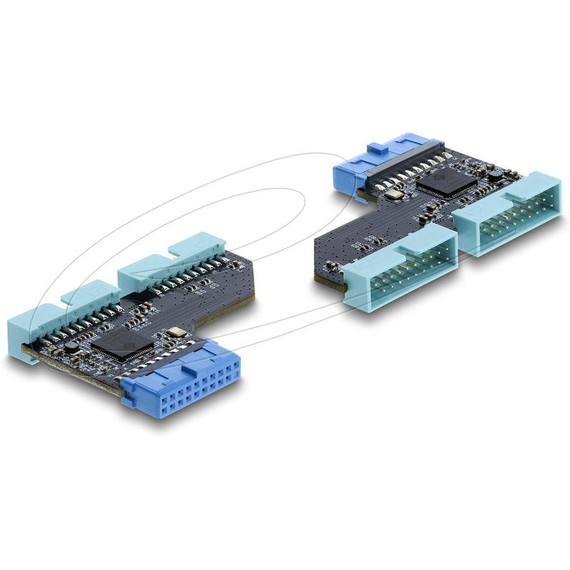 Load image into Gallery viewer, Delock usb 5 gbps hub 20 pin header female to 2 x usb 5 gbps 20 pin header male adapter (blauw)
