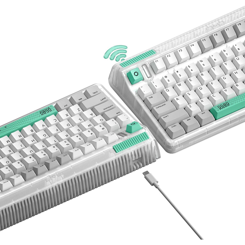 Load image into Gallery viewer, Iqunix og80 wormhole wireless mechanical keyboard, gaming toetsenbord (grijs groen, us lay-out, cherry mx red, rgb leds, 80% (tkl), hot-swappable, pbt, 2.4ghz | bluetooth 5.1 | usb-c)
