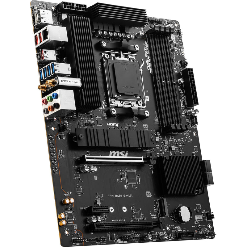 Load image into Gallery viewer, Msi pro b650-s wifi socket am5 moederbord (zwart, raid, 2.5 gbe-lan, wi-fi 6e, bt, sound, atx)
