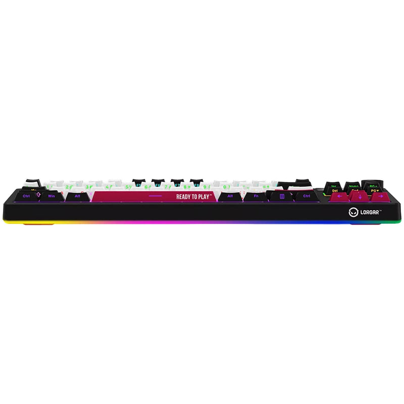 Load image into Gallery viewer, Lorgar kbp70tklw rgb mechanisch gaming toetsenbord (zwart, us lay-out (qwerty), logar toxic purple, 80% (tkl), rgb, hot-swappable, pbt double-shot, bluetooth | 2.4ghz | usb)
