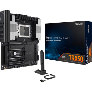 Asus pro ws trx50-sage wifi socket str5 moederbord (zwart grijs, raid, 10gb-lan, 2.5gb-lan, wi-fi 7, bt, sound, ceb)