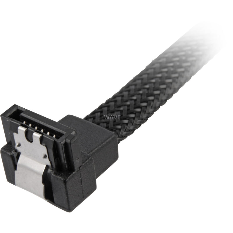 Load image into Gallery viewer, Sharkoon sata iii 90° sleeve kabel (zwart, 0,75 meter)
