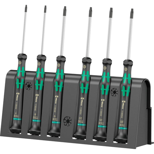 Wera 2067 6 elektronica torx bo schroevendraaierset + rek (zwart groen, 6-delig)