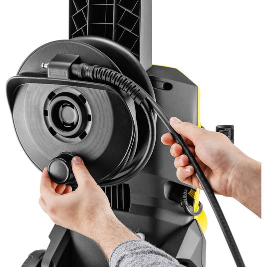 Kärcher k 5 wcm premium hogedrukreiniger (geel zwart, met vuilfrees en slanghaspel)