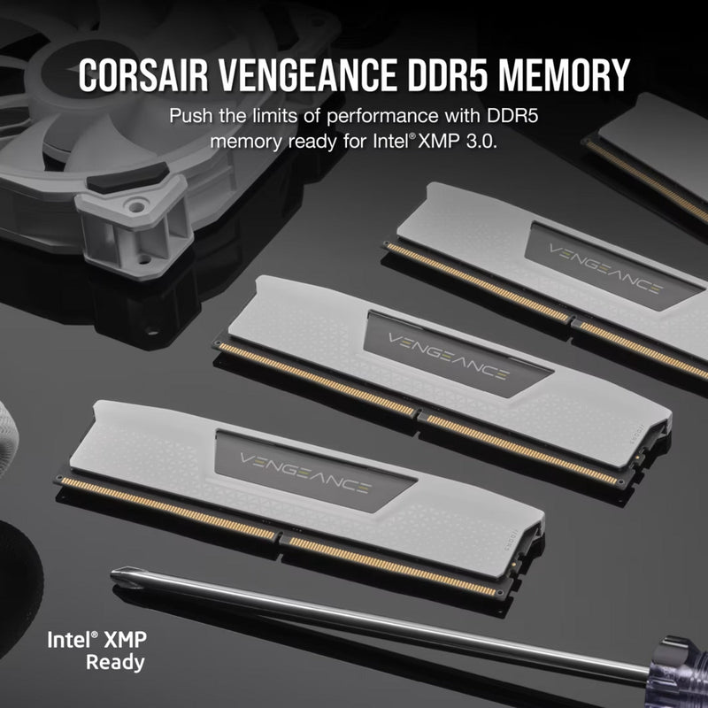 Afbeelding laden in galerijviewer, Corsair vengeance 32 gb ddr5-6000 (2x 16 gb) werkgeheugen (wit, cmk32gx5m2d6000z38w, xmp, expo)
