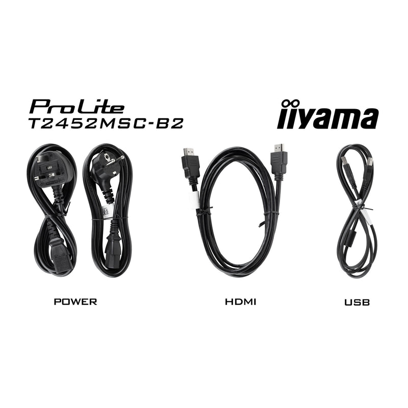 Load image into Gallery viewer, Iiyama prolite t2452msc-b2 24 touchscreen monitor (zwart, hdmi, displayport, usb, audio, touch, 120hz )
