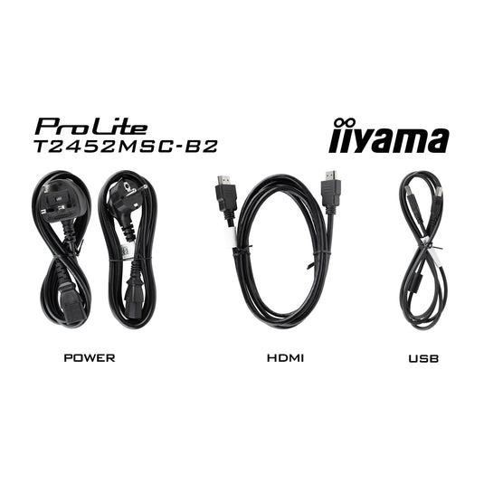 Iiyama prolite t2452msc-b2 24 touchscreen monitor (zwart, hdmi, displayport, usb, audio, touch, 120hz )