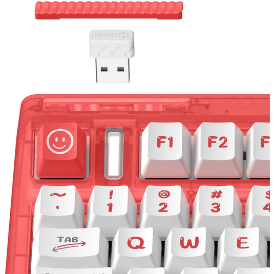Iqunix og80 joy vendor wireless mechanical keyboard (rood, us lay-out (qwerty), iqunix moonstone, 80% (tkl), rgb leds, hot-swappable, pbt, 2.4ghz | bluetooth 5.1 | usb-c)