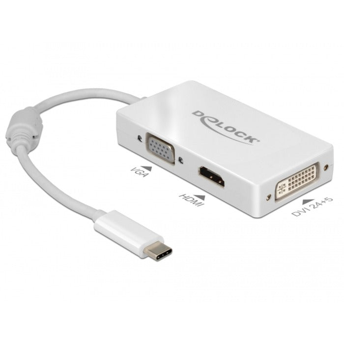 Load image into Gallery viewer, Delock usb-c > vga hdmi dvi adapter (wit, 0,13 meter)
