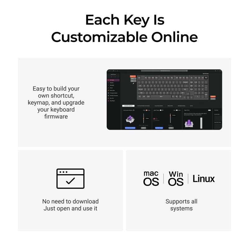 Load image into Gallery viewer, Keychron q5 he qmk wireless custom keyboard (wit, us lay-out (qwerty), gateron double-rail magnetic nebula, 96%, rgb leds, osa double-shot pbt, hot swap, knob, 2.4ghz | bluetooth 5.1 | usb-c)
