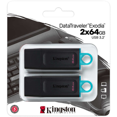 Usb-stick kingston datatraveler exodia 64 gb turkoois, zwart