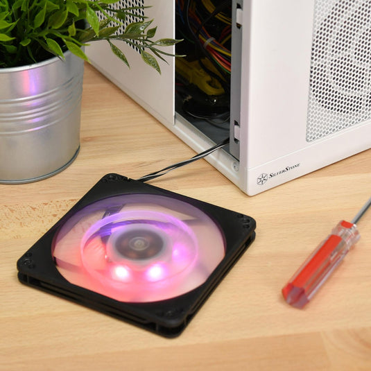 Silverstone sst-fw124-argb 120x120x15 case fan (zwart wit, 120 x 120 x 15 mm, pwm)
