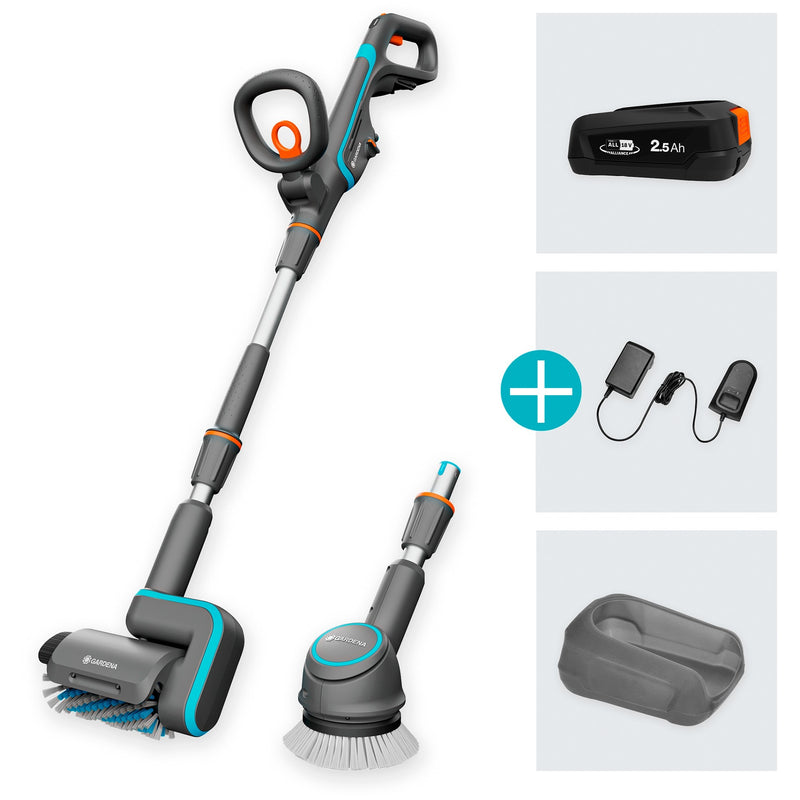 Load image into Gallery viewer, Gardena accu-multireiniger aquabrush universal 04 18v p4a set vloerreiniger (grijs turquoise, 14842-20)

