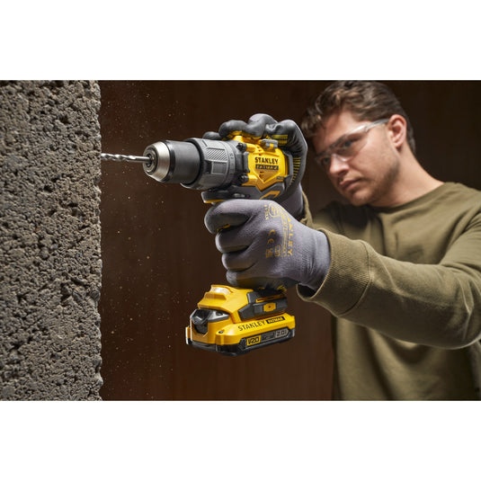 Stanley fatmax v20 18v borstelloze schroefklopboormachine (geel zwart, accu en oplader niet inbegrepen)