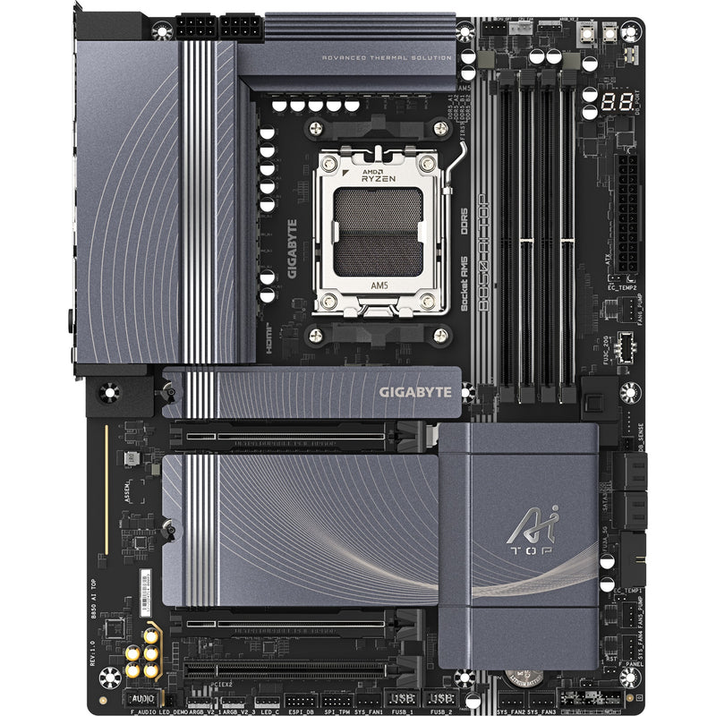 Load image into Gallery viewer, Gigabyte b850 ai top socket am5 moederbord (zwart grijs, raid, 2x 10 gb-lan, wi-fi 7, bt, sound, atx)
