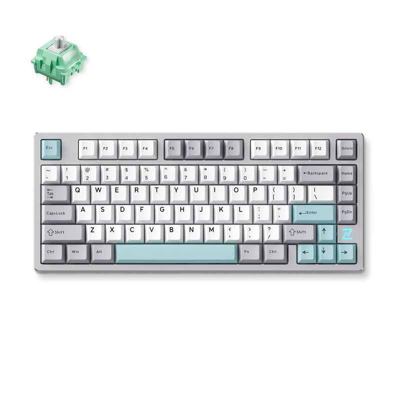 Cargue la imagen en el visor de la galería, Mchose z75s gray blue cabbage tofu metal top cover wireless mechanical rgb toetsenbord (grijs, us lay-out (qwerty), ktt cabbage tofu v2, 75%, rgb, hot swap, double-shot pbt, draadloos | bluetooth | usb-c)
