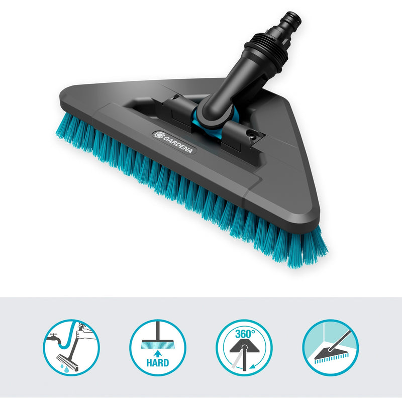 Load image into Gallery viewer, Gardena cleansystem steelborstel hard flex, borstel voor grotere, harde vlakken wasborstel (grijs turquoise, 18814-20)
