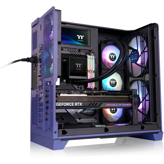 Thermaltake view 390 air future dusk midi tower behuizing (paars | 2x usb-a | 1x usb-c | tempered glass)