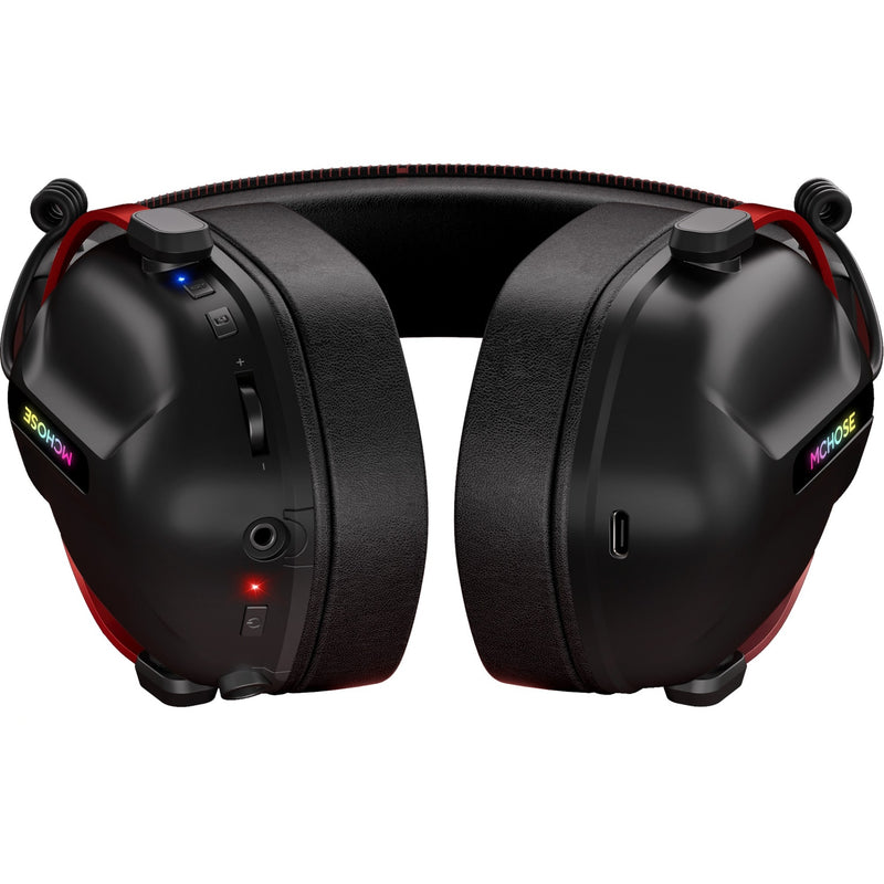 Cargue la imagen en el visor de la galería, Mchose s9 pro wireless over-ear gaming headset (zwart rood, pc laptop playstation switch smartphone, 2.4g bluetooth wired type-c )
