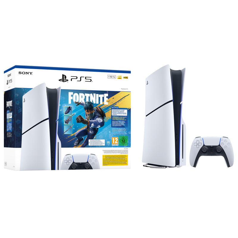 Load image into Gallery viewer, Sony playstation 5 (slim) - 1 tb - fortnite flowering chaos bundel spelconsole (wit zwart)
