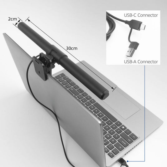 Act connectivity dimbare clip-on laptop led-lichtbalk led-bar (zwart, usb-voeding, 3000k-6500k)