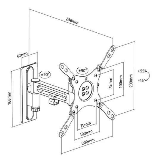 Goobay tv wall mount caravan fullmotion (m), 13 to 43 inch wandmontage (zilver)