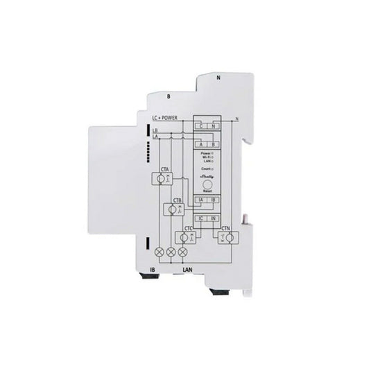 Shelly pro 3em-120a v2 meetapparaat (wit, lan, wifi, bluetooth)