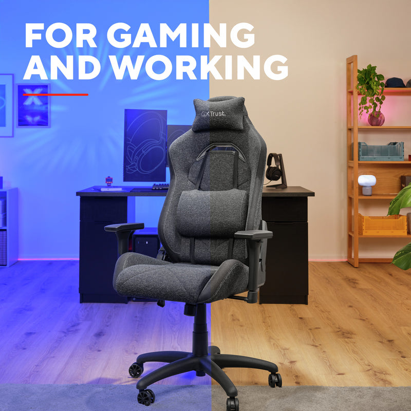 Load image into Gallery viewer, Trust gxt 723 ruya comfortabele stoffen gaming stoel (grijs)
