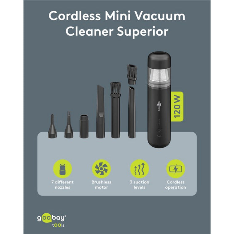 Load image into Gallery viewer, Goobay cordless mini vacuum cleaner superior handstofzuiger (zwart)
