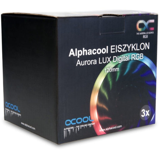 Alphacool eiszyklon aurora lux digital rgb case fans (3 stuks, 120 x 120 x 25 mm, 3-pins fan-connector)