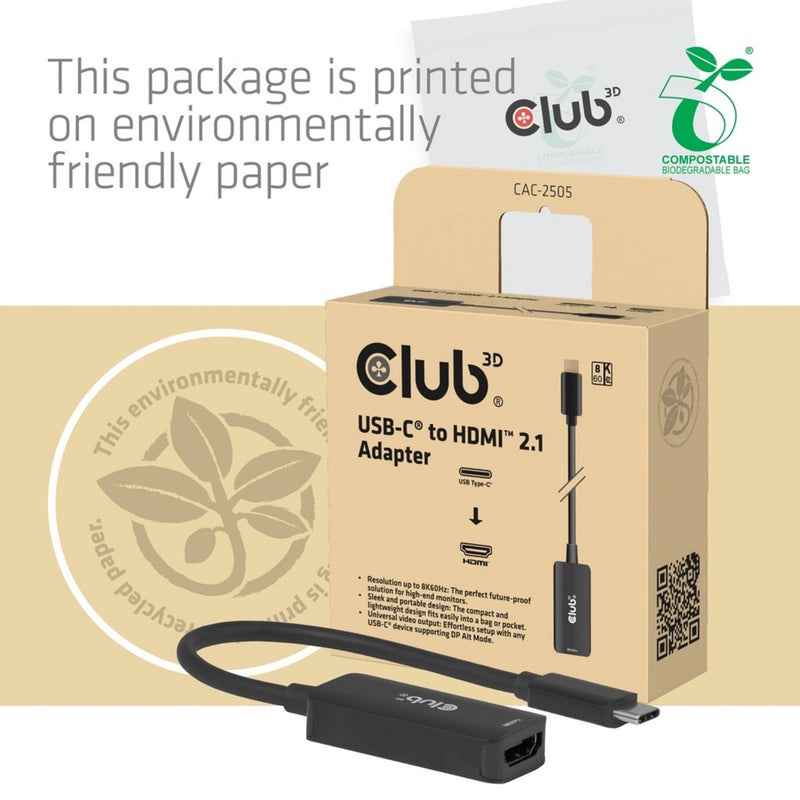 Laden Sie das Bild in Galerie -Viewer, Club 3d cac-2505 usb-c naar hdmi 2.1 adapter 8k60hz (zwart)

