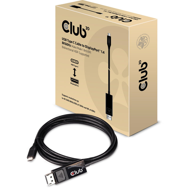 Chargez l'image dans la visionneuse de la galerie, Club 3d usb-c naar displayport 1.4 kabel (zwart, 1,8 meter)
