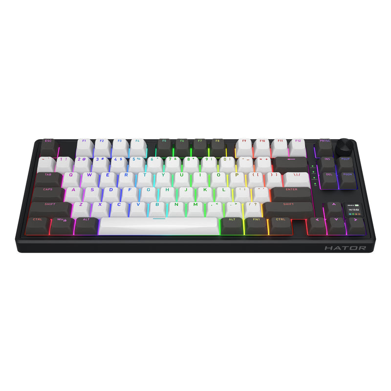 Chargez l'image dans la visionneuse de la galerie, Hator skyfall pro wireless rgb mechanisch gaming toetsenbord (zwart, us lay-out (qwerty), hator aurum vanilla silent, 80% (tkl), rgb, double-shot pbt, hot-swap, 2.4ghz | bluetooth | usb-c)
