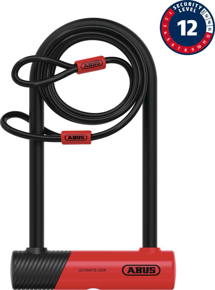 Load image into Gallery viewer, Abus ultimate 420k 170hb230 u-lock incl. cobra loop cable and ush bracket
