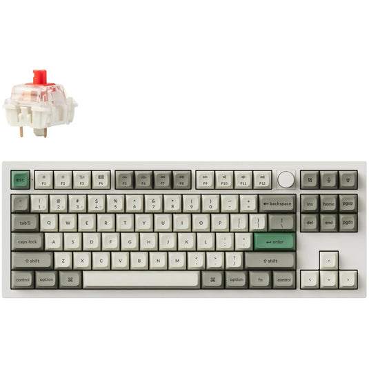 Keychron q3 max-p1 rgb mechanisch toetsenbord (wit, us lay-out (qwerty), gateron jupiter red, 80% (tkl) , rgb leds, ksa double-shot pbt, hot swap, knob, 2.4ghz | bluetooth 5.1 | usb-c)