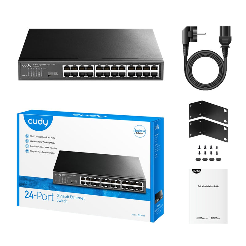 Laden Sie das Bild in Galerie -Viewer, Cudy 24-port gigabit metal switch (zwart)
