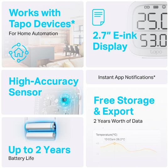 Tp-link tapo t315 slimme temperatuur- en vochtigheidsmonitor sensor