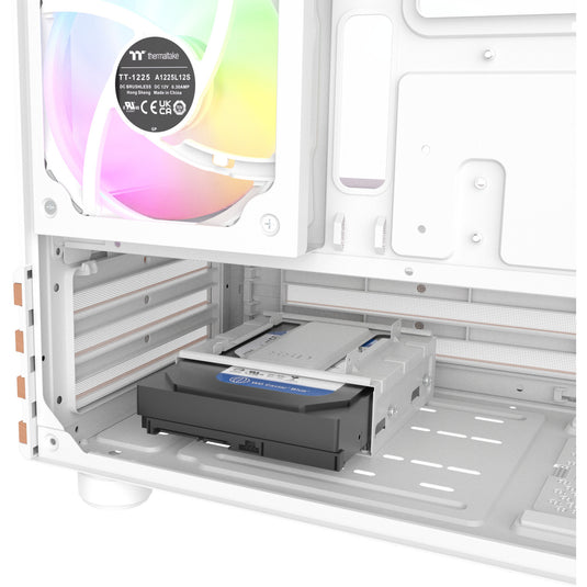 Thermaltake view 170 ws argb mini tower behuizing (wit houtkleur | 2x usb-a | rgb | tempered glass)