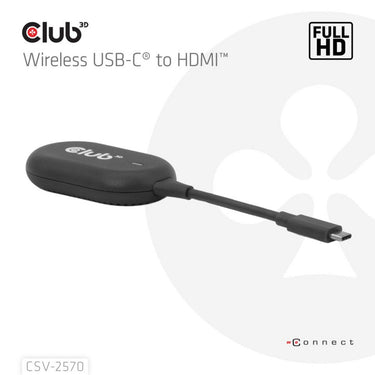 Club 3d wireless usb-c to hdmi transmitter and receiver adapter (zwart)